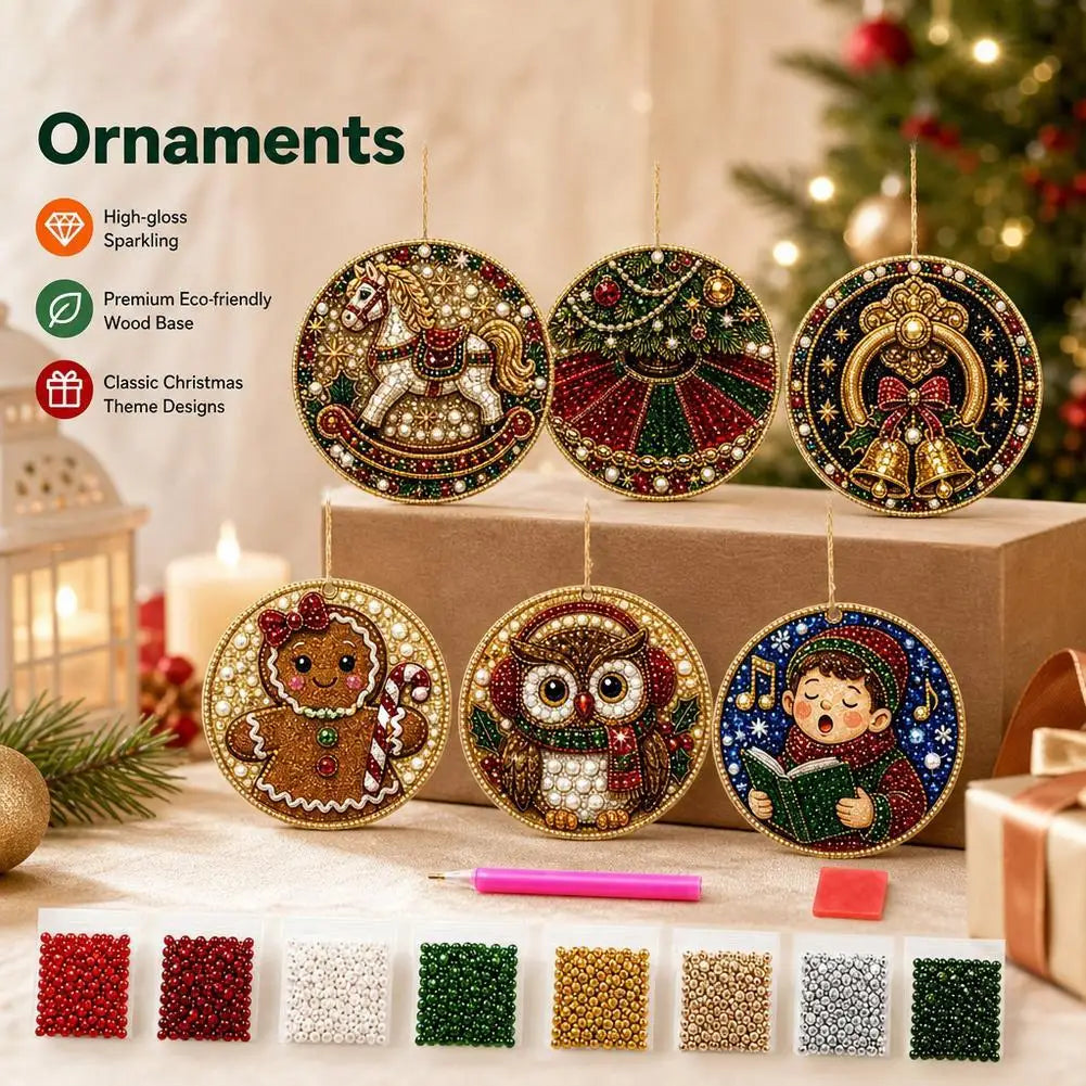 6-Piece Christmas Diamond Painting Ornament Kit