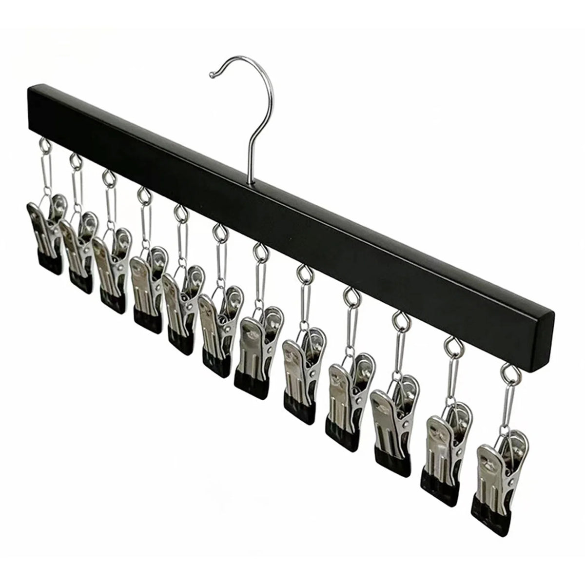 12-Clip Wooden Wardrobe Organiser