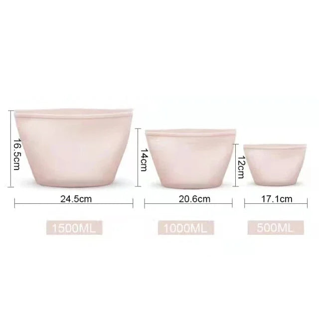 FreshSeal 3-Piece Reusable Silicone Food Storage Bag Set