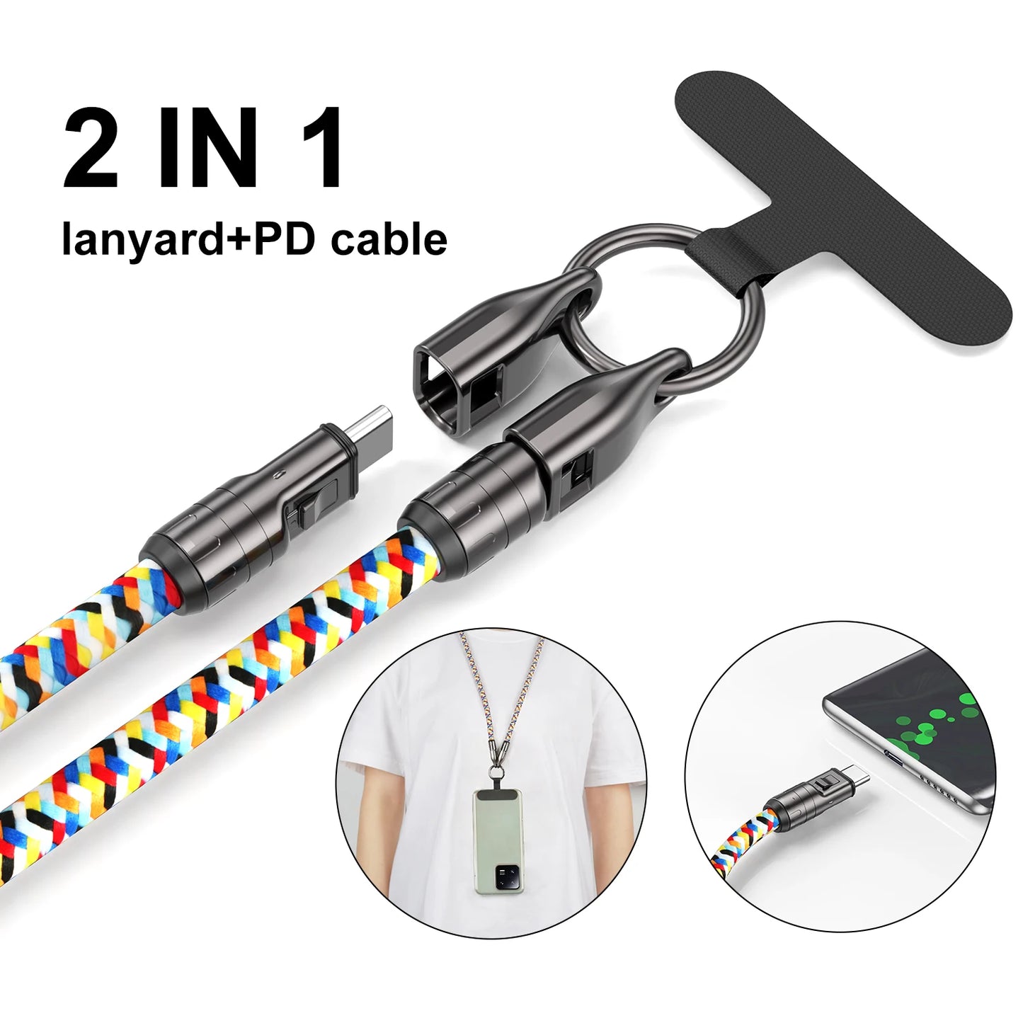 2-in-1 Type-C to Type-C Fast Charging Lanyard Cable