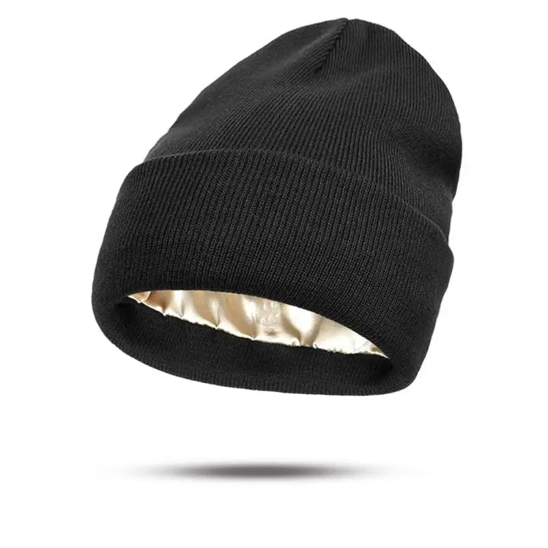 Satin-Lined Slouchy Beanie – Anti-Static Winter Hat for Sleep & Everyday Wear