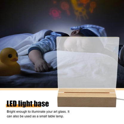 LED Wood Light Display Base – USB Wooden Stand for Crystal & Resin Art
