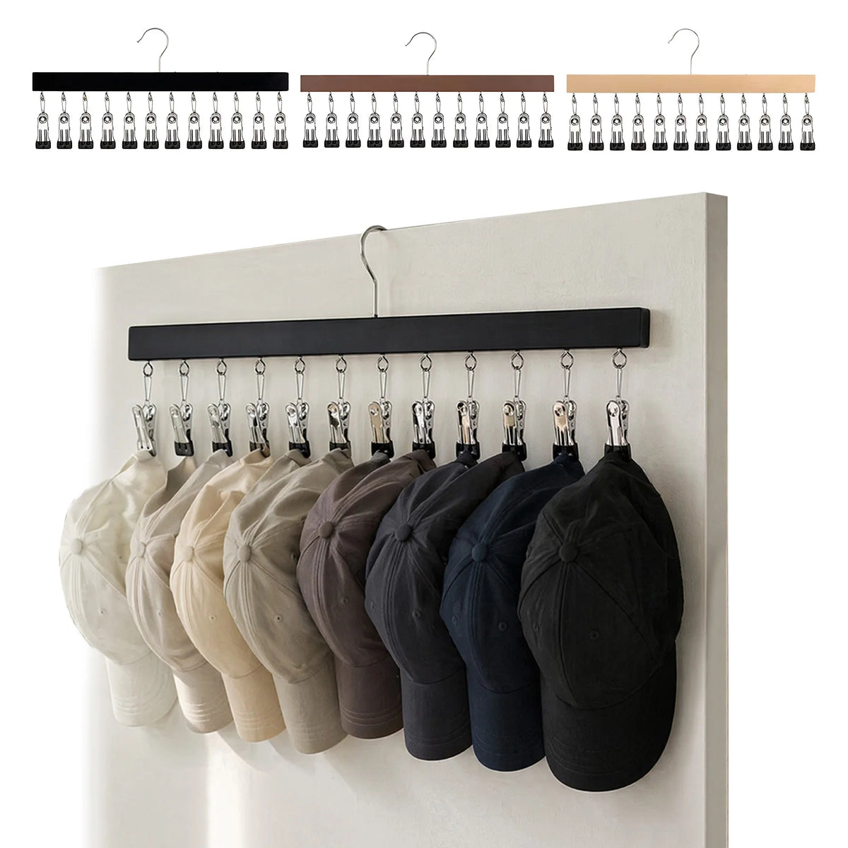 12-Clip Wooden Wardrobe Organiser