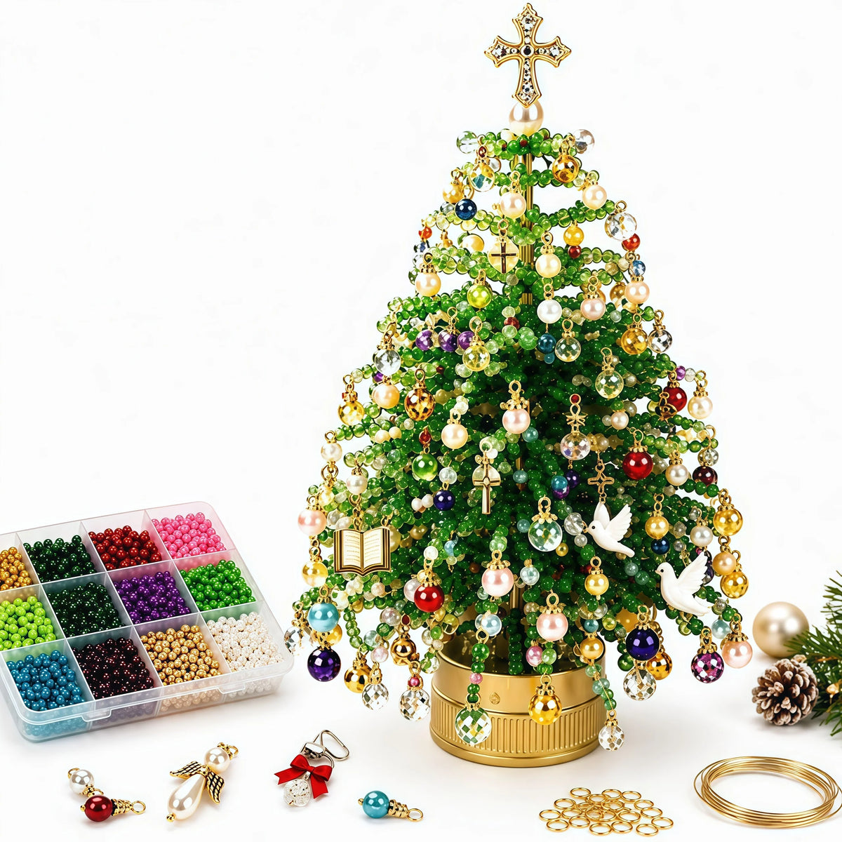 DIY Beaded Christmas Tree with LED Lights 🎄✨