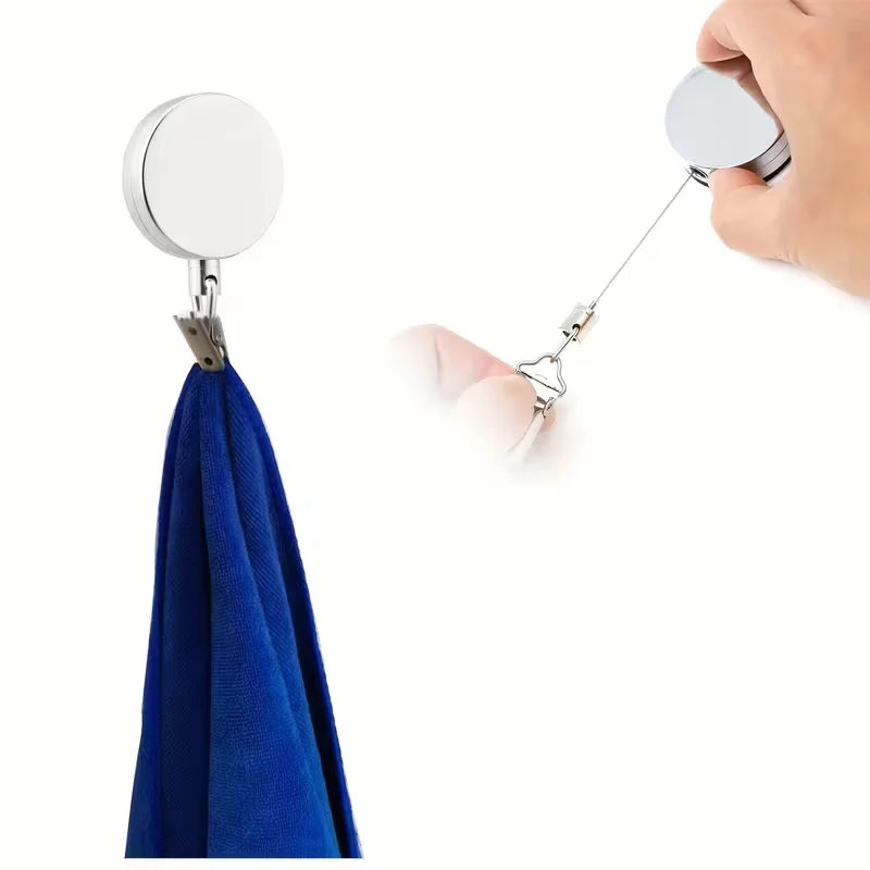 Automatic Retractable Towel Holder – Self-Adhesive Wall Rack