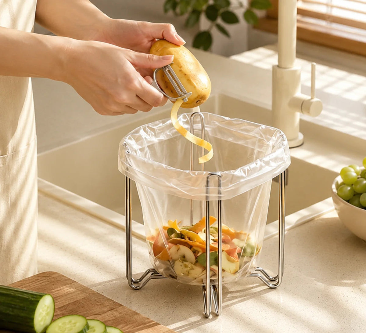 BinMate – Foldable Stainless Steel Bag Holder 🗑️✨