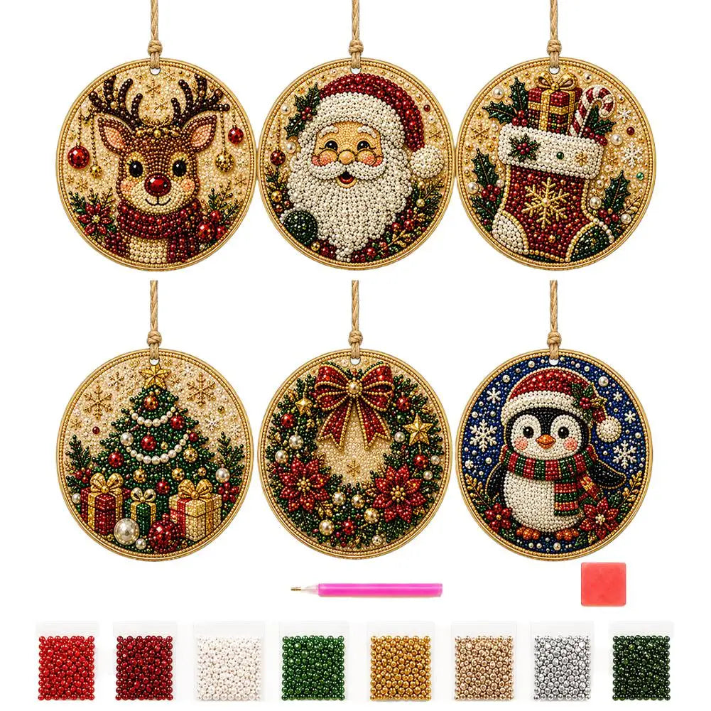 6-Piece Christmas Diamond Painting Ornament Kit