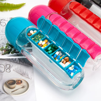 HydraDose 2-in-1 Water Bottle with Weekly Pill Organizer