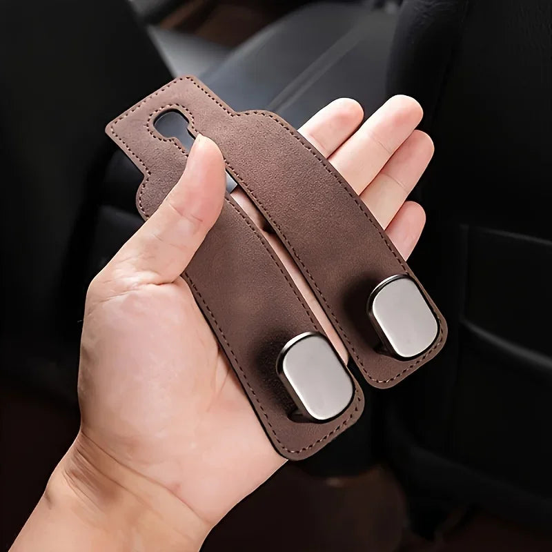 GripHold Car Headrest Hook | Premium Leather & ABS Seat Back Storage Hook