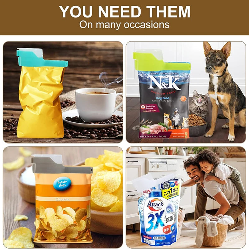 FreshLock Pour-Spout Bag Clips for Food Storage