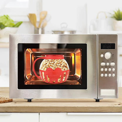 PopEase Glass Microwave Popcorn Maker | 2.25QT Borosilicate Popper with Silicone Lid