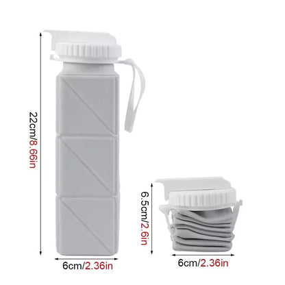 FlexiFold Square Silicone Water Bottle – Portable Collapsible Sports Bottle
