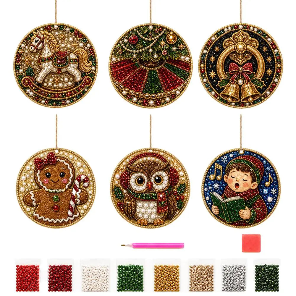 6-Piece Christmas Diamond Painting Ornament Kit
