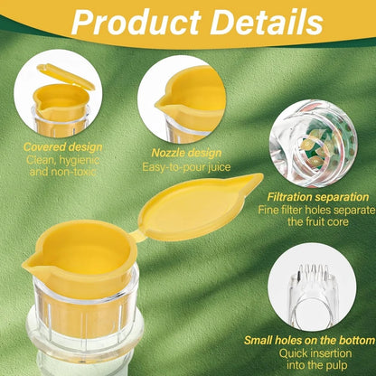 FreshPress Mini Lemon Juicer | Portable Manual Citrus Squeezer with Strainer