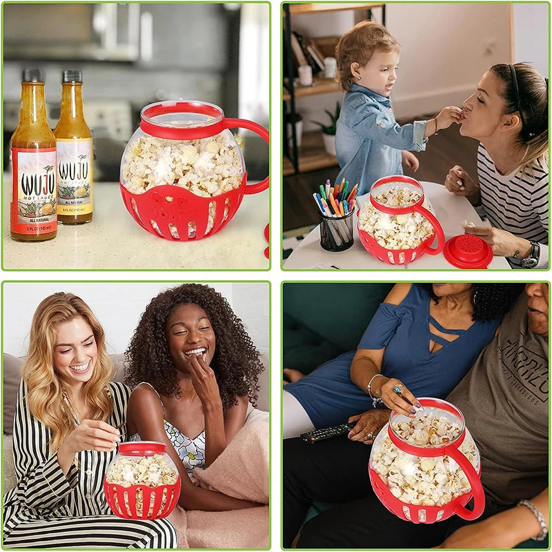 PopEase Glass Microwave Popcorn Maker | 2.25QT Borosilicate Popper with Silicone Lid