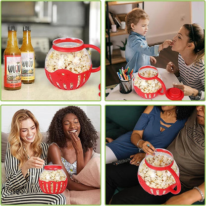 PopEase Glass Microwave Popcorn Maker | 2.25QT Borosilicate Popper with Silicone Lid