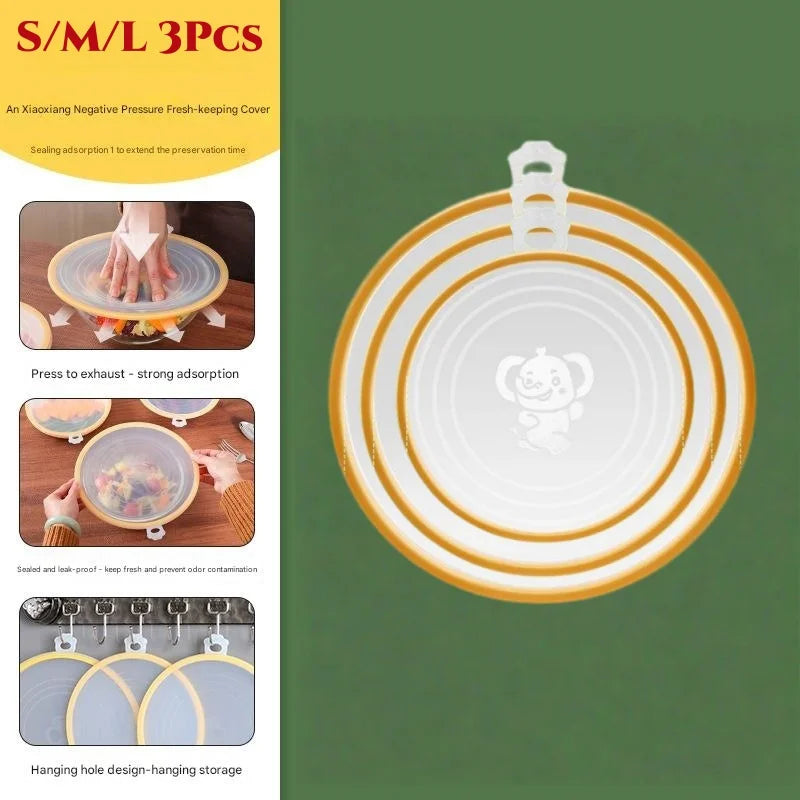 FlexiCover Silicone Stretch Lids with Hook – Reusable Food Covers (3PCS)
