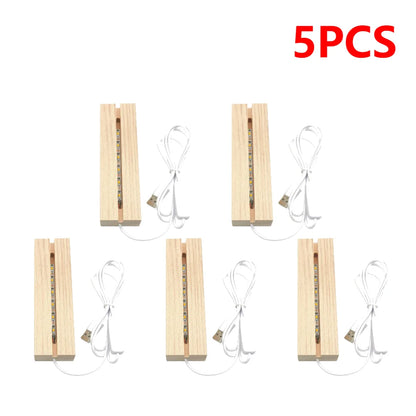 LED Wood Light Display Base – USB Wooden Stand for Crystal & Resin Art