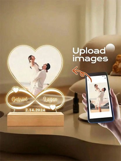 Personalized Acrylic Heart Photo Frame for Couples