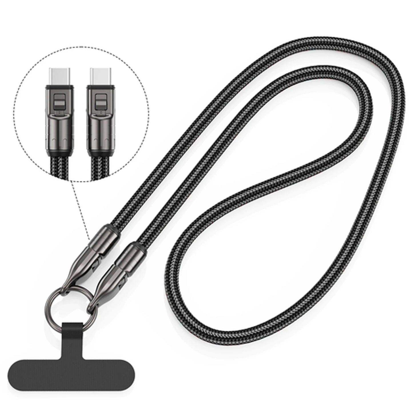 2-in-1 Type-C to Type-C Fast Charging Lanyard Cable
