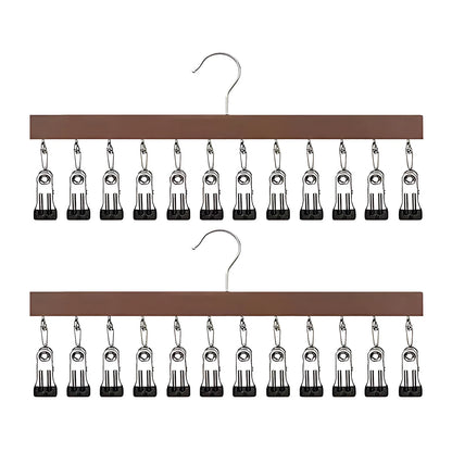 12-Clip Wooden Wardrobe Organiser
