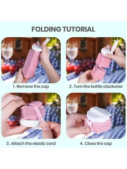 FlexiFold Square Silicone Water Bottle – Portable Collapsible Sports Bottle