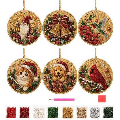 6-Piece Christmas Diamond Painting Ornament Kit
