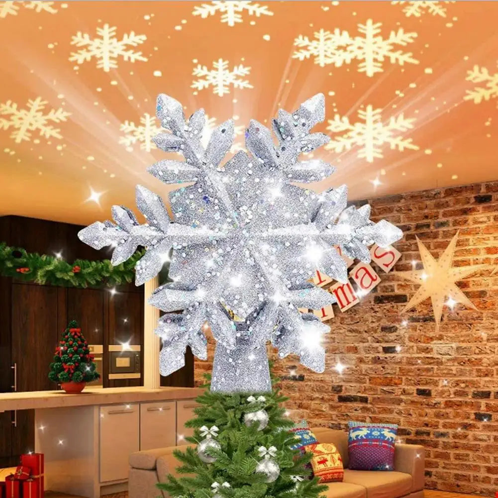 LED Snowflake Projector Christmas Tree Topper