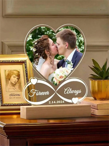 Personalized Acrylic Heart Photo Frame for Couples