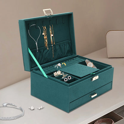 Emerald Luxe 3-Tier Jewelry Organizer Box