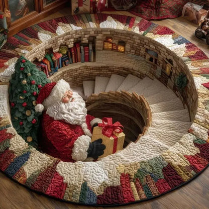 Vintage Santa Christmas Round Rug 🎅🎄