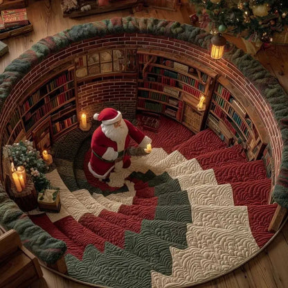 Vintage Santa Christmas Round Rug 🎅🎄