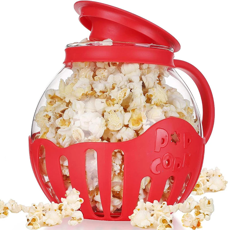 PopEase Glass Microwave Popcorn Maker | 2.25QT Borosilicate Popper with Silicone Lid
