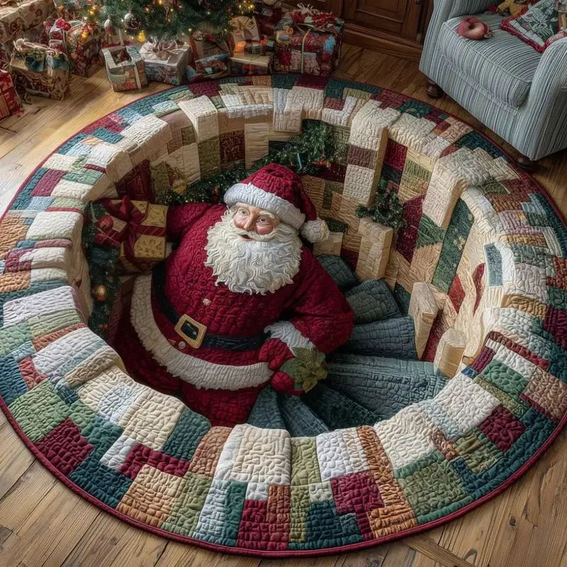Vintage Santa Christmas Round Rug 🎅🎄