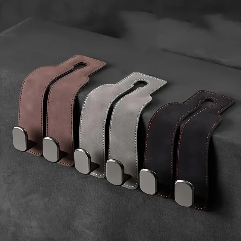 GripHold Car Headrest Hook | Premium Leather & ABS Seat Back Storage Hook