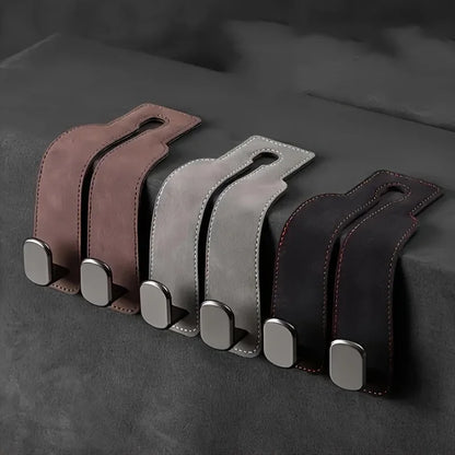 GripHold Car Headrest Hook | Premium Leather & ABS Seat Back Storage Hook