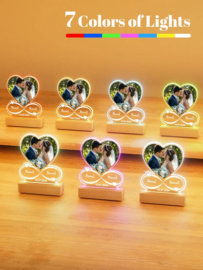 Personalized Acrylic Heart Photo Frame for Couples