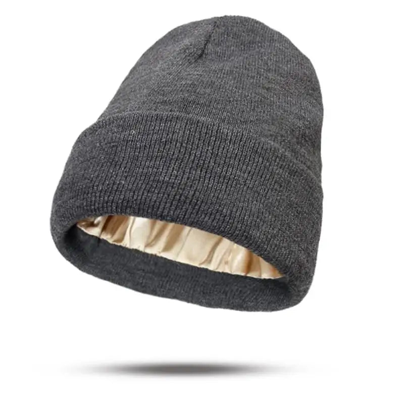 Satin-Lined Slouchy Beanie – Anti-Static Winter Hat for Sleep & Everyday Wear
